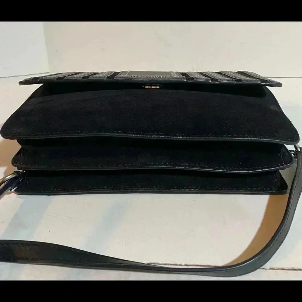 Michael kors Black leather suede crossbody handbag